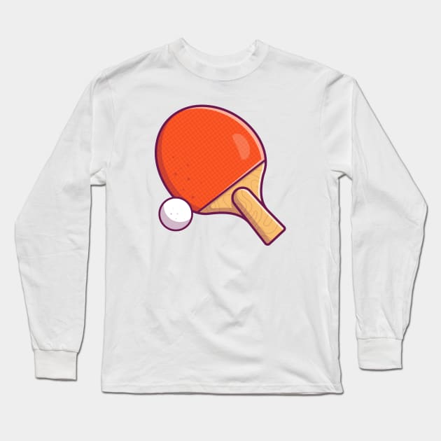 Tennis tabel ball with bet cartoon Long Sleeve T-Shirt by Catalyst Labs